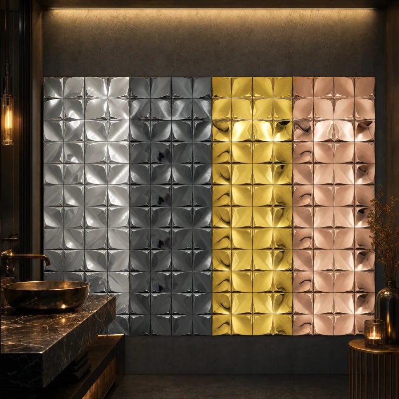 3D Mirror Stainless Steel Mosaic Panel